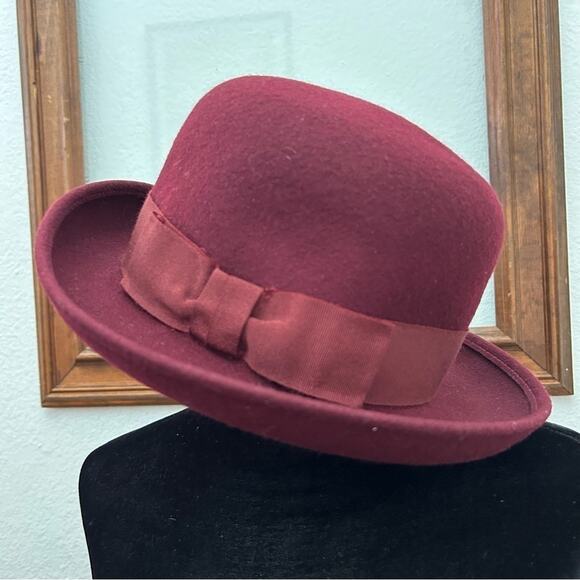 Vintage Amanda Smith Women’s 100% Wool Hat, Burgundy Maroon, 90s Style, Italian - Picture 7 of 14